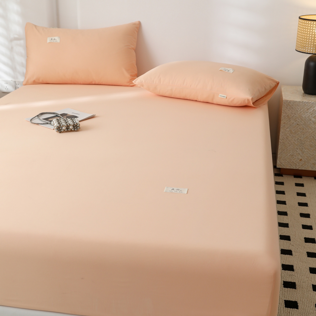 91家纺网 家纺一手货源 找家纺 眠博士 2025新款轻奢简约40s全棉纯棉纯色单床笠 床笠单件 床笠-橘色