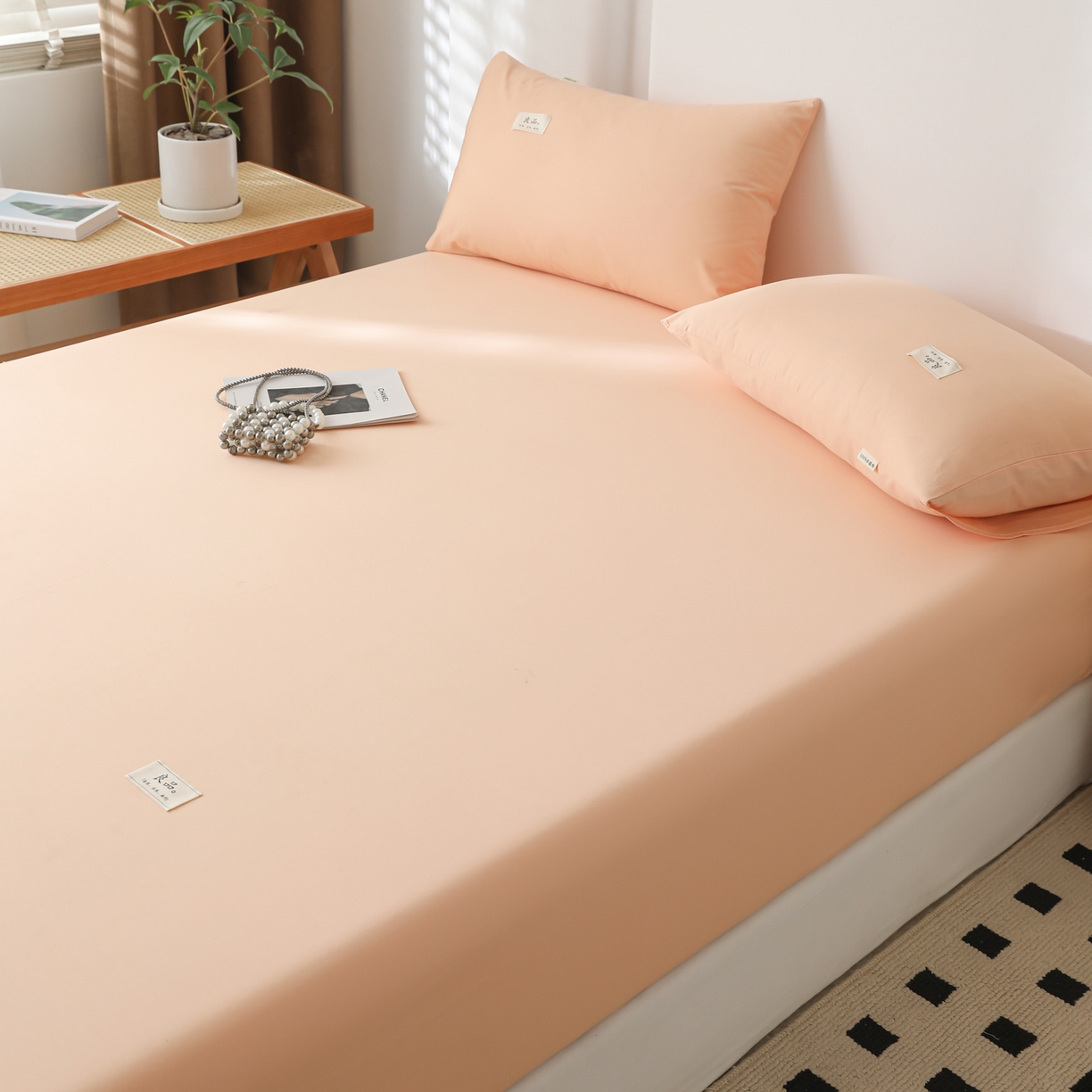 91家纺网 家纺一手货源 找家纺 眠博士 2025新款轻奢简约40s全棉纯棉纯色单床笠 床笠单件 床笠-橘色
