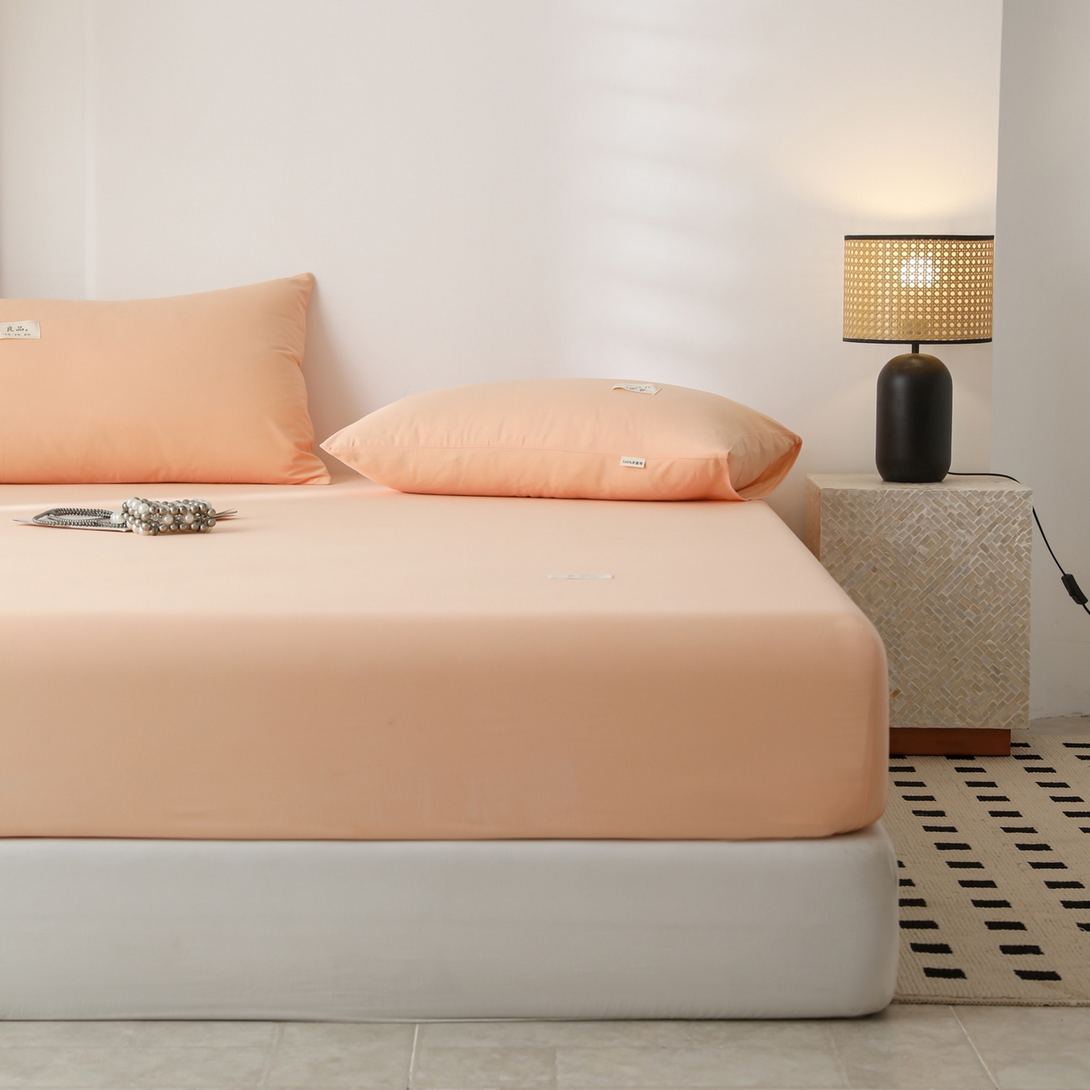 91家纺网 家纺一手货源 找家纺 眠博士 2025新款轻奢简约40s全棉纯棉纯色单床笠 床笠单件 床笠-橘色