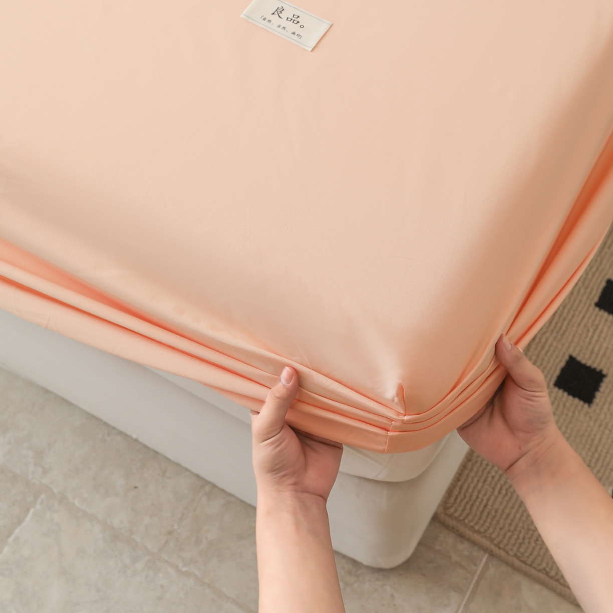 91家纺网 家纺一手货源 找家纺 眠博士 2025新款轻奢简约40s全棉纯棉纯色单床笠 床笠单件 床笠-橘色