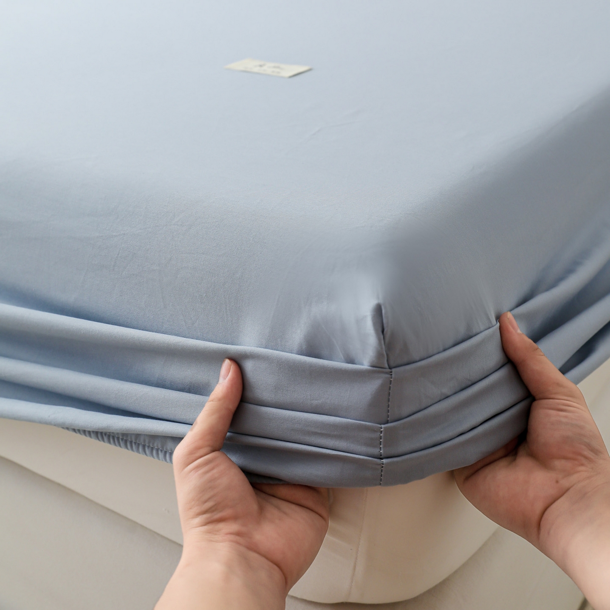 91家纺网 家纺一手货源 找家纺 眠博士 2025新款轻奢简约40s全棉纯棉纯色单床笠 床笠单件 床笠-浅蓝