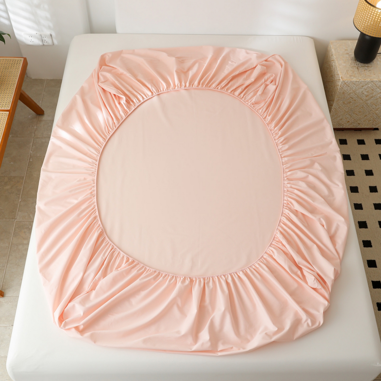 91家纺网 家纺一手货源 找家纺 眠博士 2025新款轻奢简约40s全棉纯棉纯色单床笠 床笠单件 床笠-浅粉