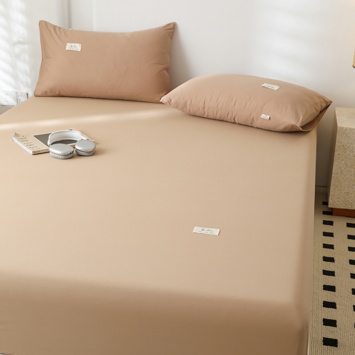 91家纺网 家纺一手货源 找家纺 眠博士 2025新款轻奢简约40s全棉纯棉纯色单床笠 床笠单件 床笠-卡其