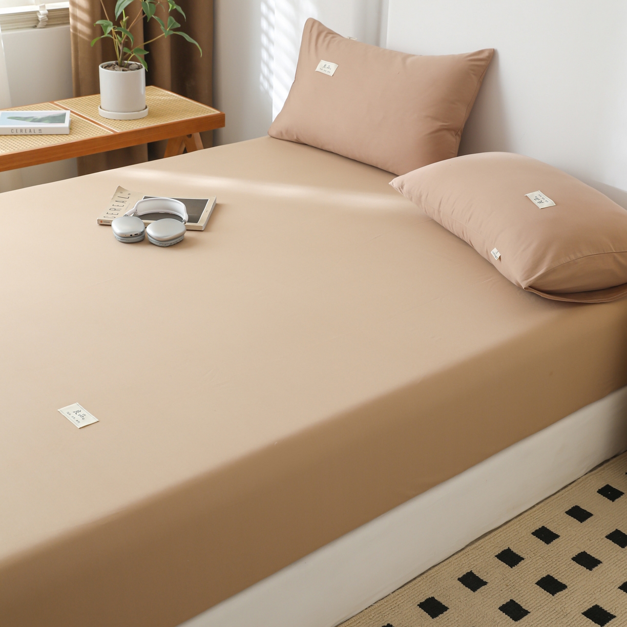 91家纺网 家纺一手货源 找家纺 眠博士 2025新款轻奢简约40s全棉纯棉纯色单床笠 床笠单件 床笠-卡其