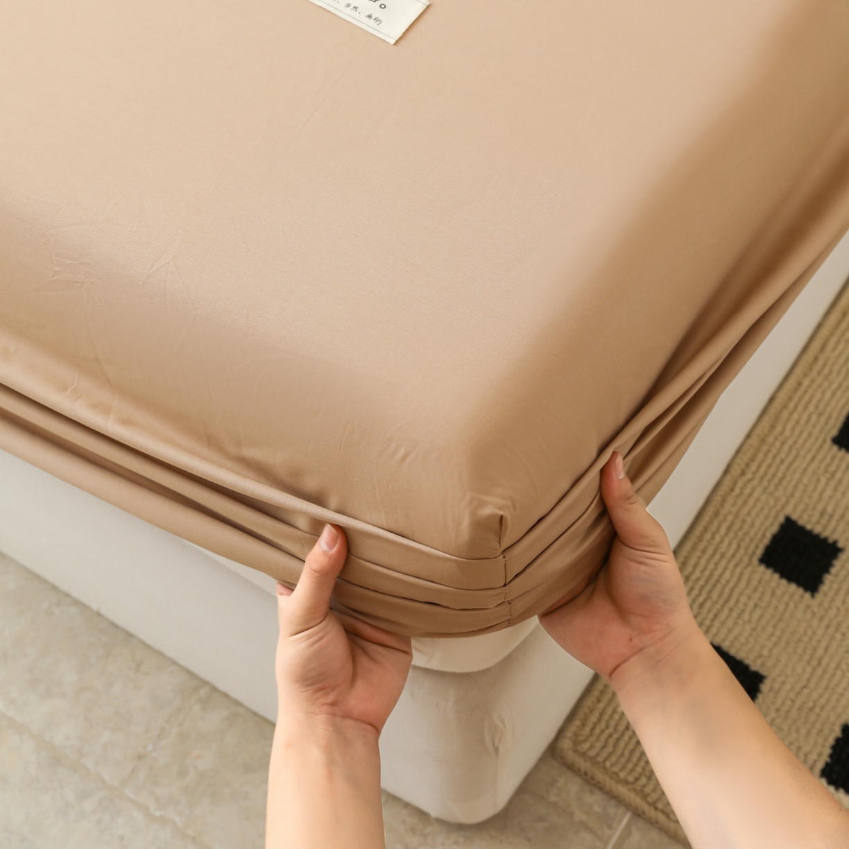 91家纺网 家纺一手货源 找家纺 眠博士 2025新款轻奢简约40s全棉纯棉纯色单床笠 床笠单件 床笠-卡其