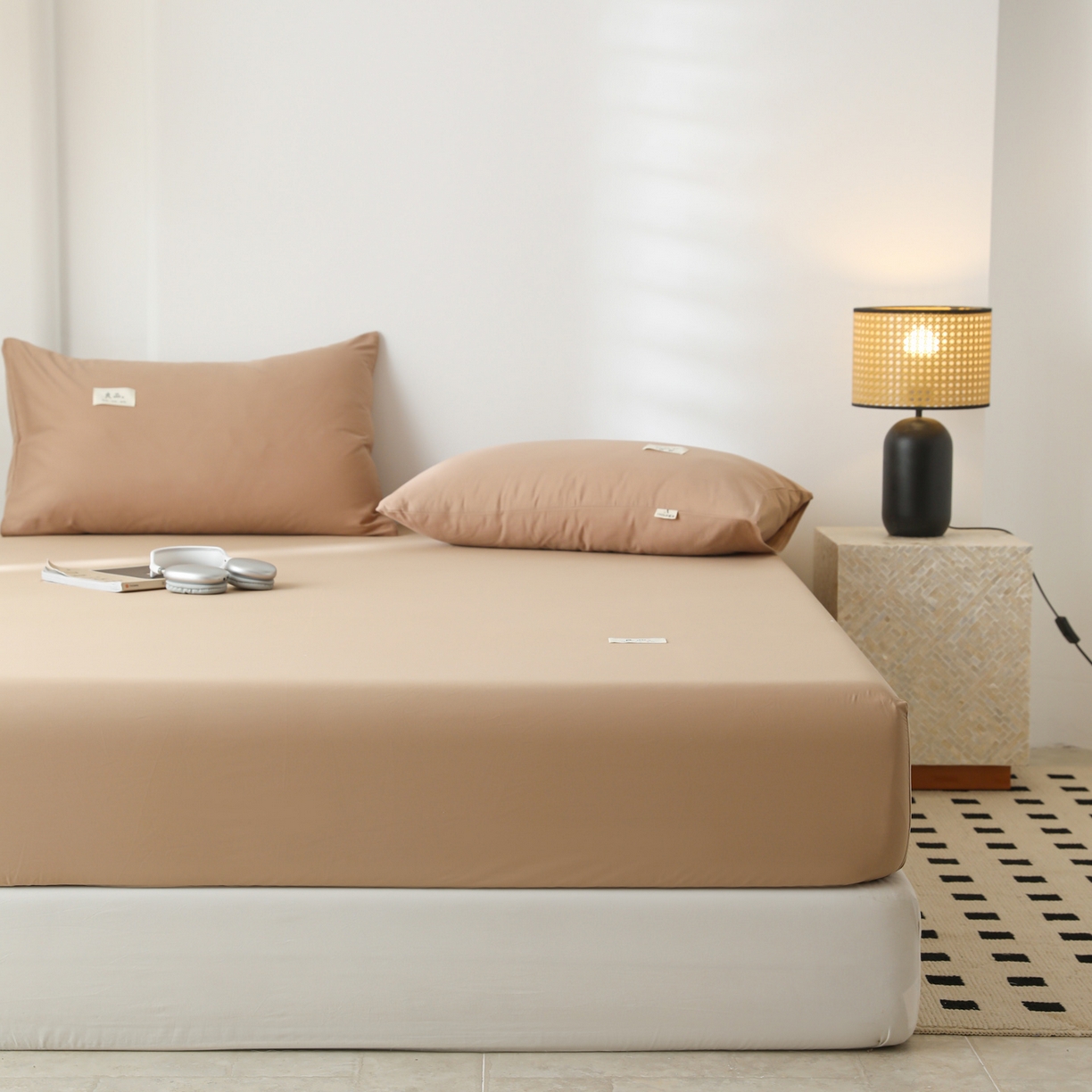 91家纺网 家纺一手货源 找家纺 眠博士 2025新款轻奢简约40s全棉纯棉纯色单床笠 床笠单件 床笠-卡其