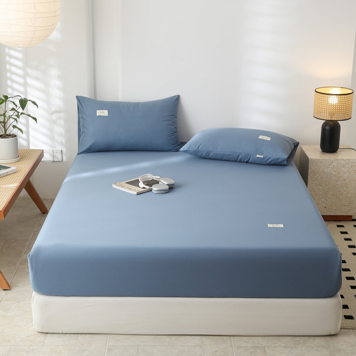 91家纺网 家纺一手货源 找家纺 眠博士 2025新款轻奢简约40s全棉纯棉纯色单床笠 床笠单件 床笠-宝蓝