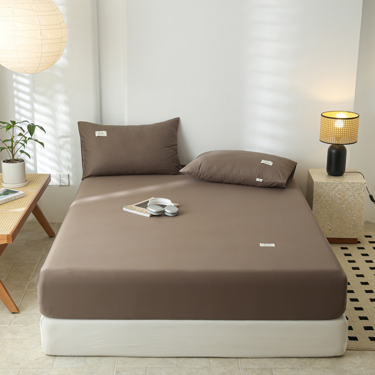 91家纺网 家纺一手货源 找家纺 眠博士 2025新款轻奢简约40s全棉纯棉纯色单床笠 床笠单件 床笠-春泥