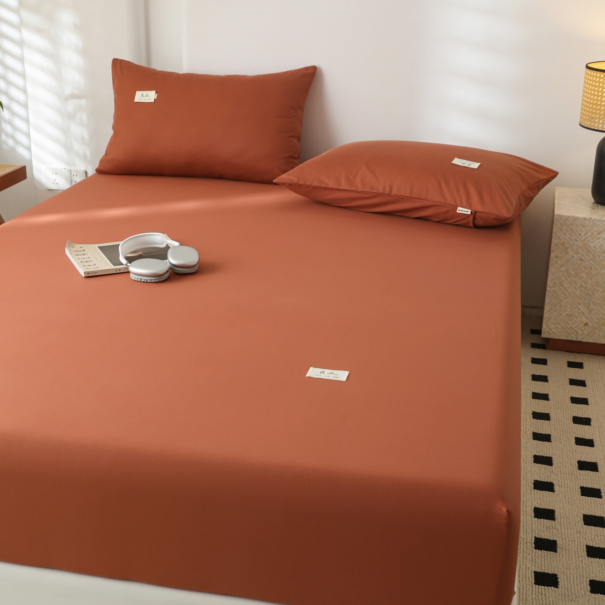 91家纺网 家纺一手货源 找家纺 眠博士 2025新款轻奢简约40s全棉纯棉纯色单床笠 床笠单件 床笠-咖啡色