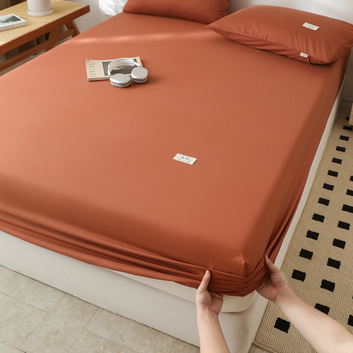 91家纺网 家纺一手货源 找家纺 眠博士 2025新款轻奢简约40s全棉纯棉纯色单床笠 床笠单件 床笠-咖啡色