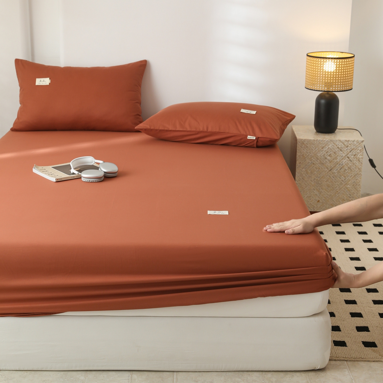 91家纺网 家纺一手货源 找家纺 眠博士 2025新款轻奢简约40s全棉纯棉纯色单床笠 床笠单件 床笠-咖啡色