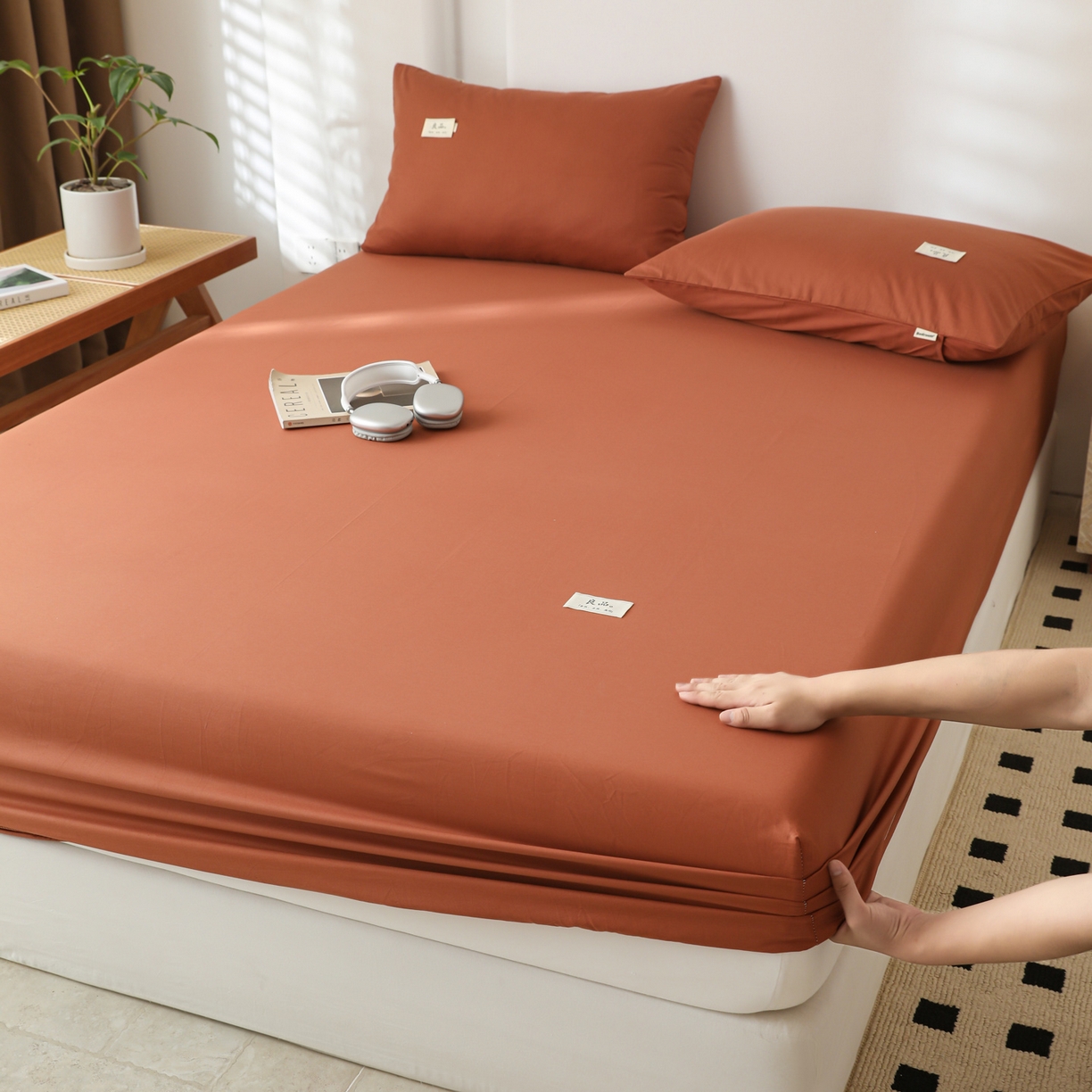 91家纺网 家纺一手货源 找家纺 眠博士 2025新款轻奢简约40s全棉纯棉纯色单床笠 床笠单件 床笠-咖啡色