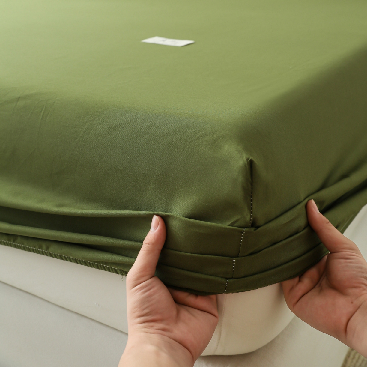 91家纺网 家纺一手货源 找家纺 眠博士 2025新款轻奢简约40s全棉纯棉纯色单床笠 床笠单件 床笠-军绿
