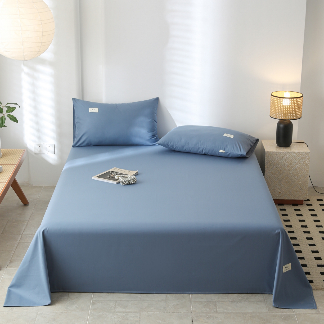 91家纺网 家纺一手货源 找家纺 眠博士 2025新款轻奢简约40s全棉纯棉纯色单床单 床单单件 40支床单-宝蓝