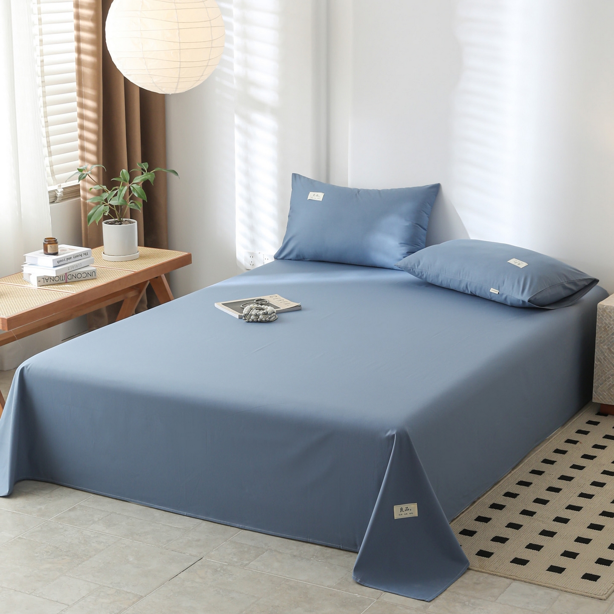91家纺网 家纺一手货源 找家纺 眠博士 2025新款轻奢简约40s全棉纯棉纯色单床单 床单单件 40支床单-宝蓝