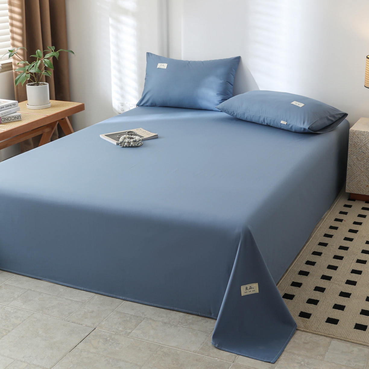 91家纺网 家纺一手货源 找家纺 眠博士 2025新款轻奢简约40s全棉纯棉纯色单床单 床单单件 40支床单-宝蓝