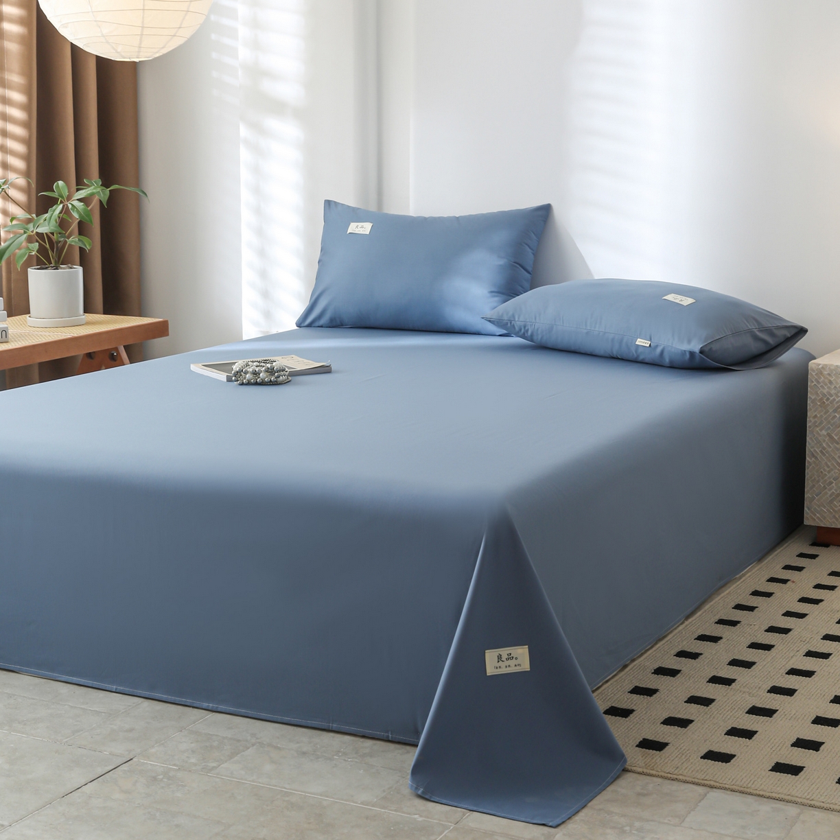 91家纺网 家纺一手货源 找家纺 眠博士 2025新款轻奢简约40s全棉纯棉纯色单床单 床单单件 40支床单-宝蓝