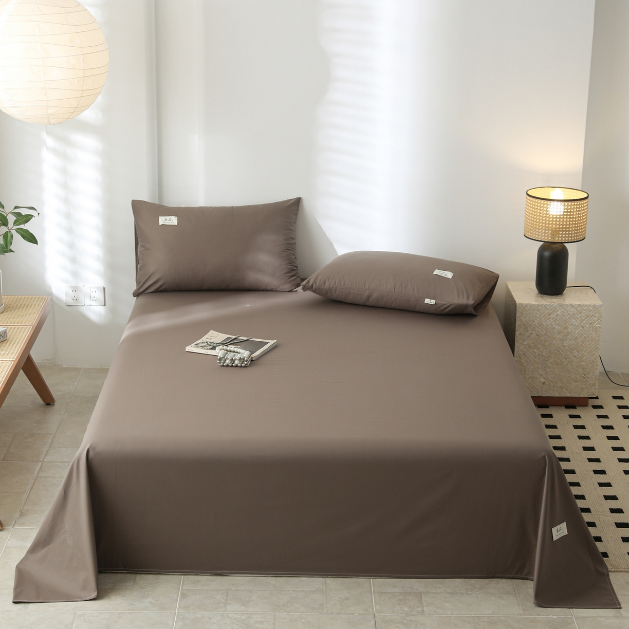 91家纺网 家纺一手货源 找家纺 眠博士 2025新款轻奢简约40s全棉纯棉纯色单床单 床单单件 40支床单-春泥