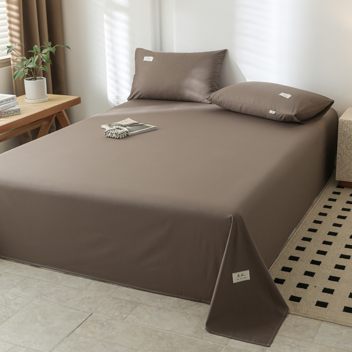 91家纺网 家纺一手货源 找家纺 眠博士 2025新款轻奢简约40s全棉纯棉纯色单床单 床单单件 40支床单-春泥