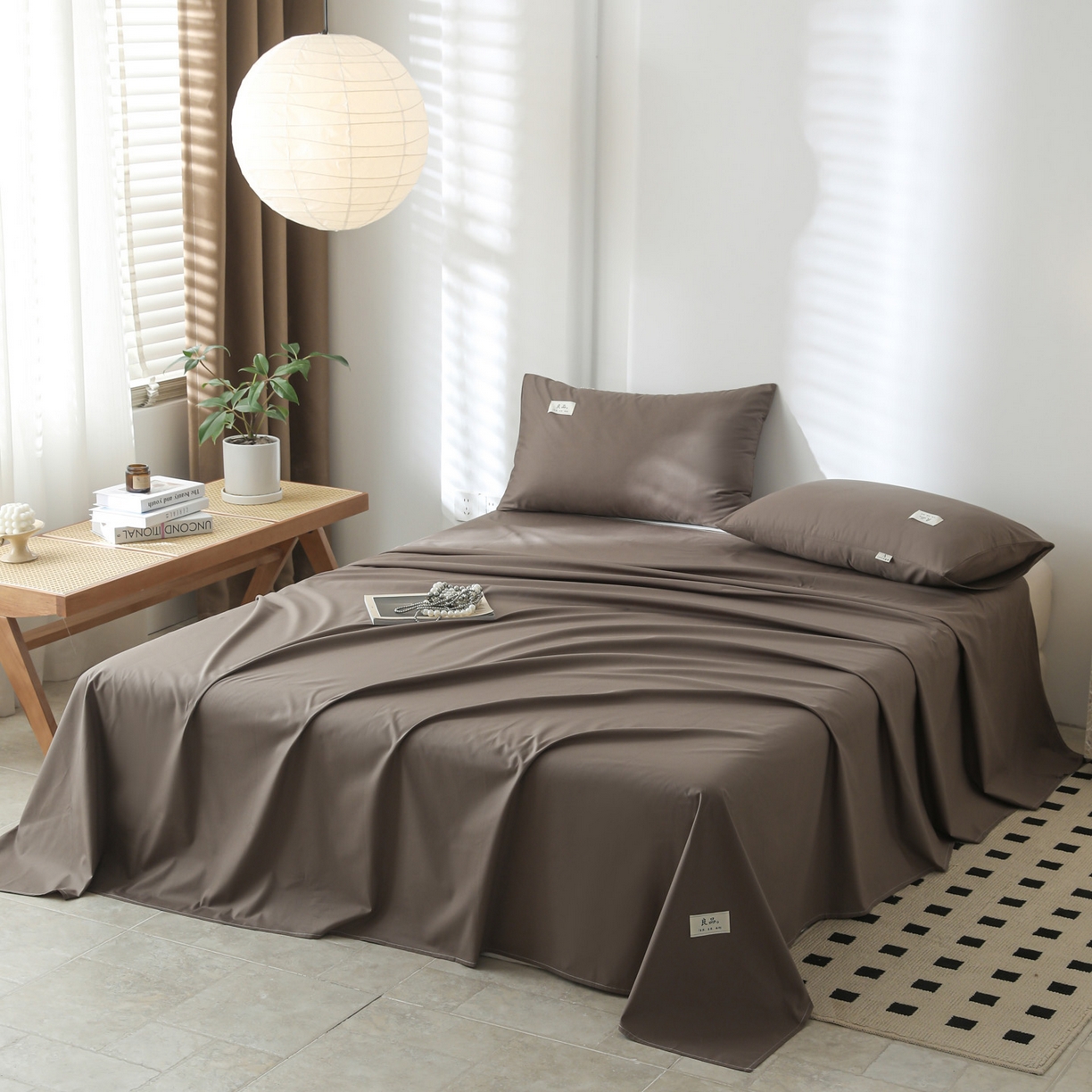 91家纺网 家纺一手货源 找家纺 眠博士 2025新款轻奢简约40s全棉纯棉纯色单床单 床单单件 40支床单-春泥