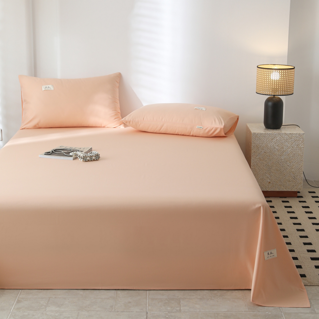 91家纺网 家纺一手货源 找家纺 眠博士 2025新款轻奢简约40s全棉纯棉纯色单床单 床单单件 40支床单-橘色