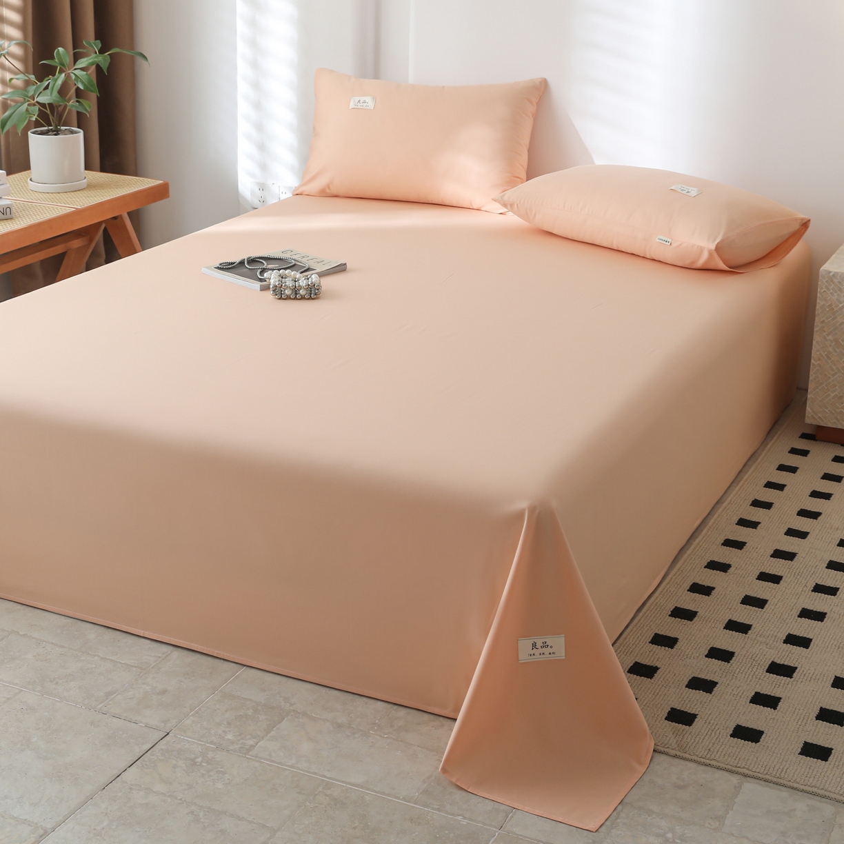 91家纺网 家纺一手货源 找家纺 眠博士 2025新款轻奢简约40s全棉纯棉纯色单床单 床单单件 40支床单-橘色