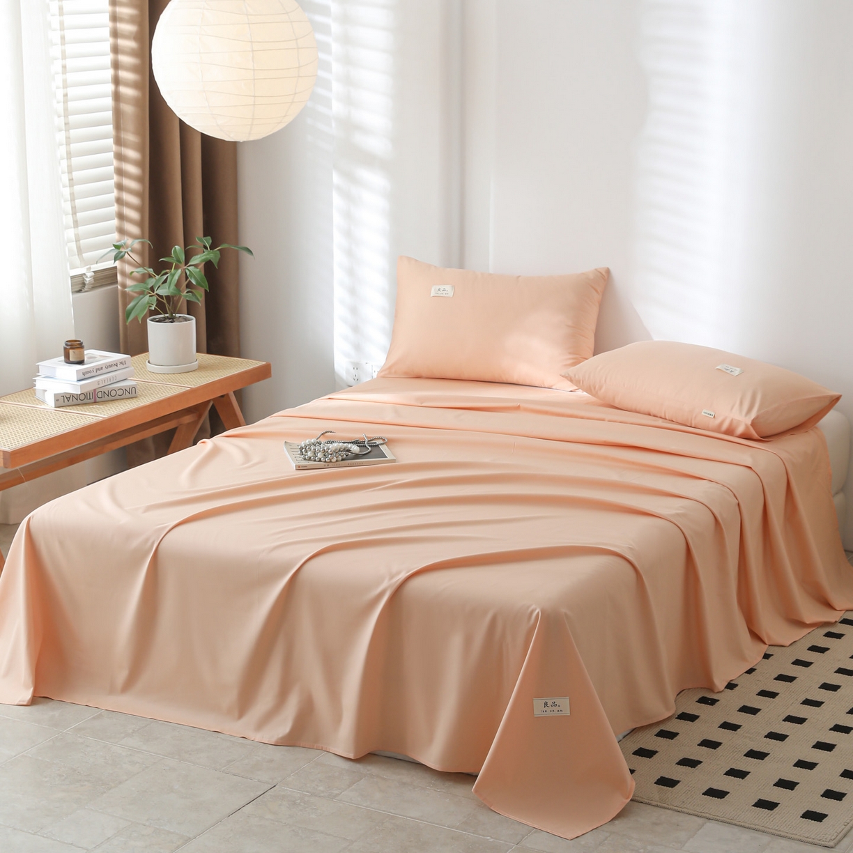 91家纺网 家纺一手货源 找家纺 眠博士 2025新款轻奢简约40s全棉纯棉纯色单床单 床单单件 40支床单-橘色