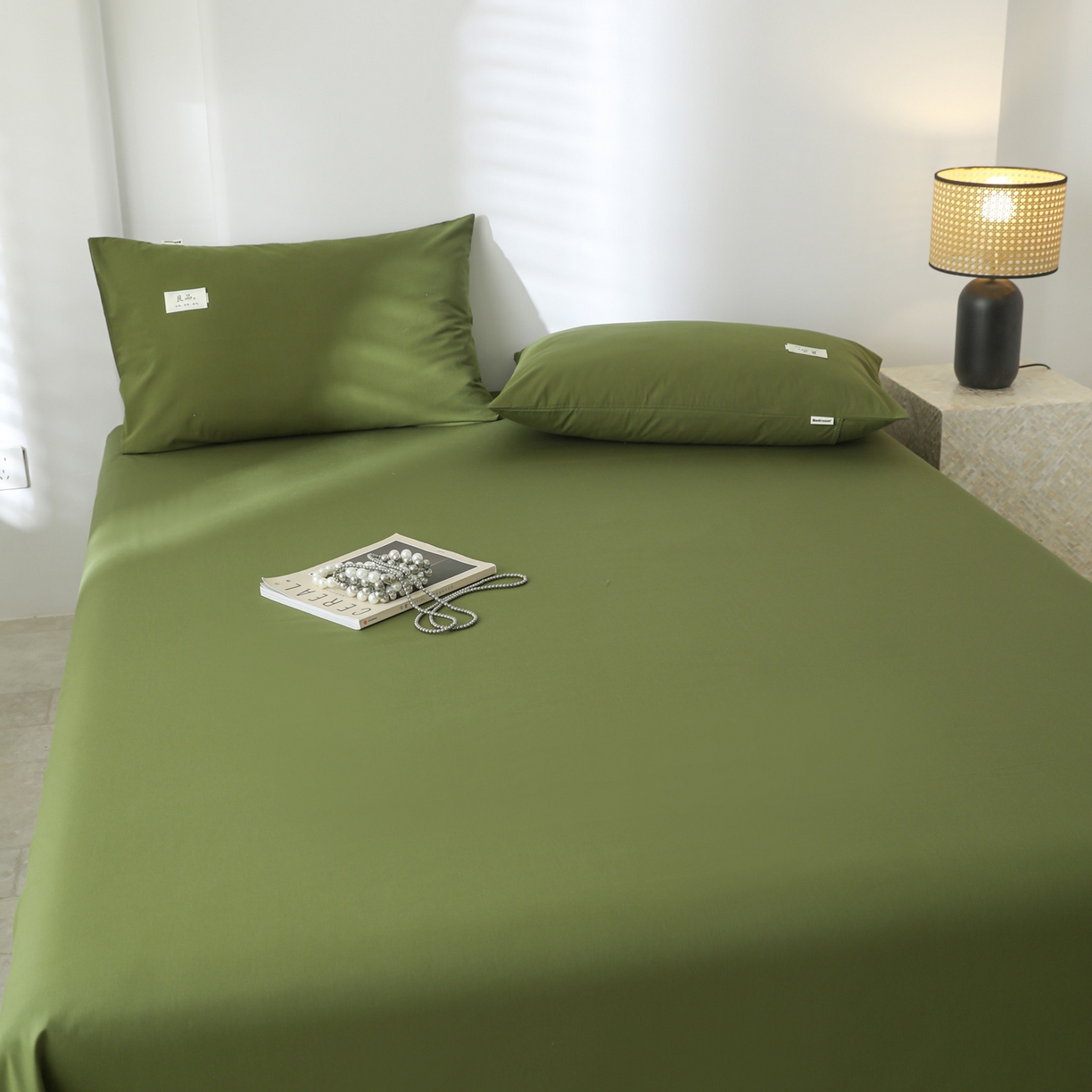 91家纺网 家纺一手货源 找家纺 眠博士 2025新款轻奢简约40s全棉纯棉纯色单床单 床单单件 40支床单-军绿