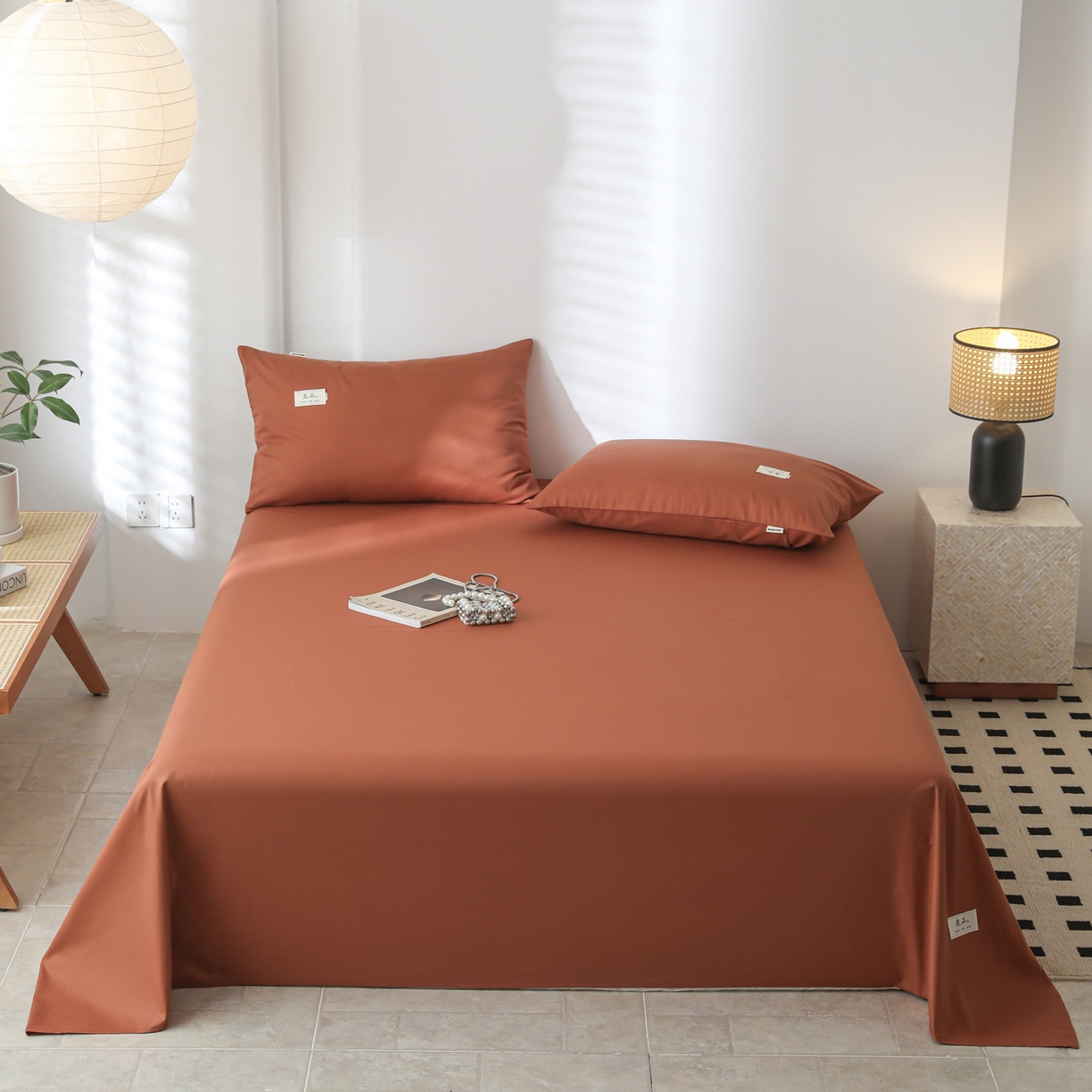 91家纺网 家纺一手货源 找家纺 眠博士 2025新款轻奢简约40s全棉纯棉纯色单床单 床单单件 40支床单-咖啡色