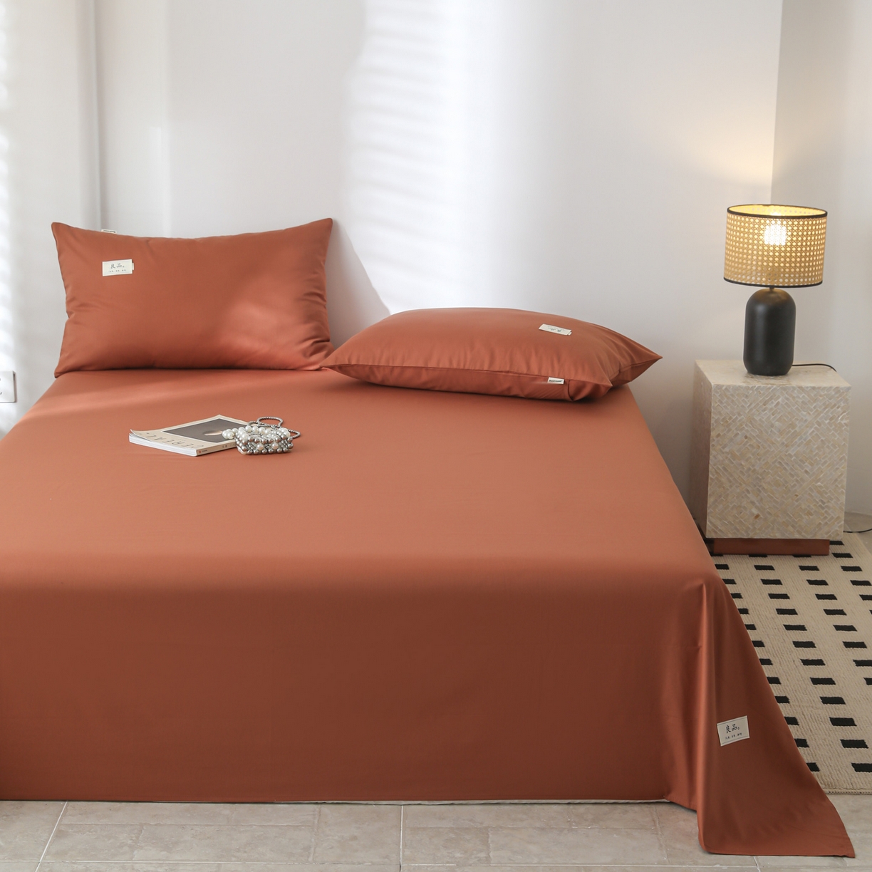 91家纺网 家纺一手货源 找家纺 眠博士 2025新款轻奢简约40s全棉纯棉纯色单床单 床单单件 40支床单-咖啡色