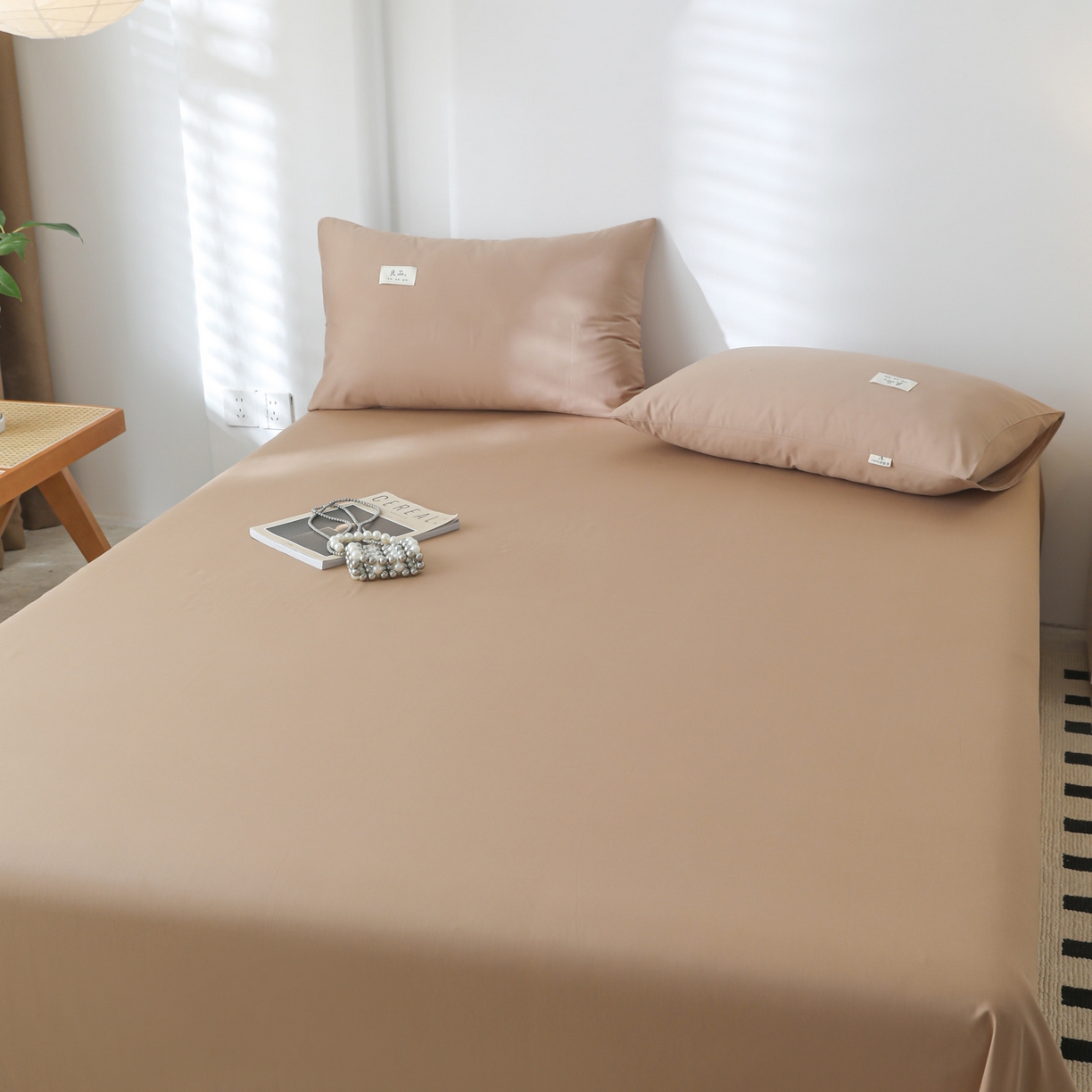 91家纺网 家纺一手货源 找家纺 眠博士 2025新款轻奢简约40s全棉纯棉纯色单床单 床单单件 40支床单-卡其