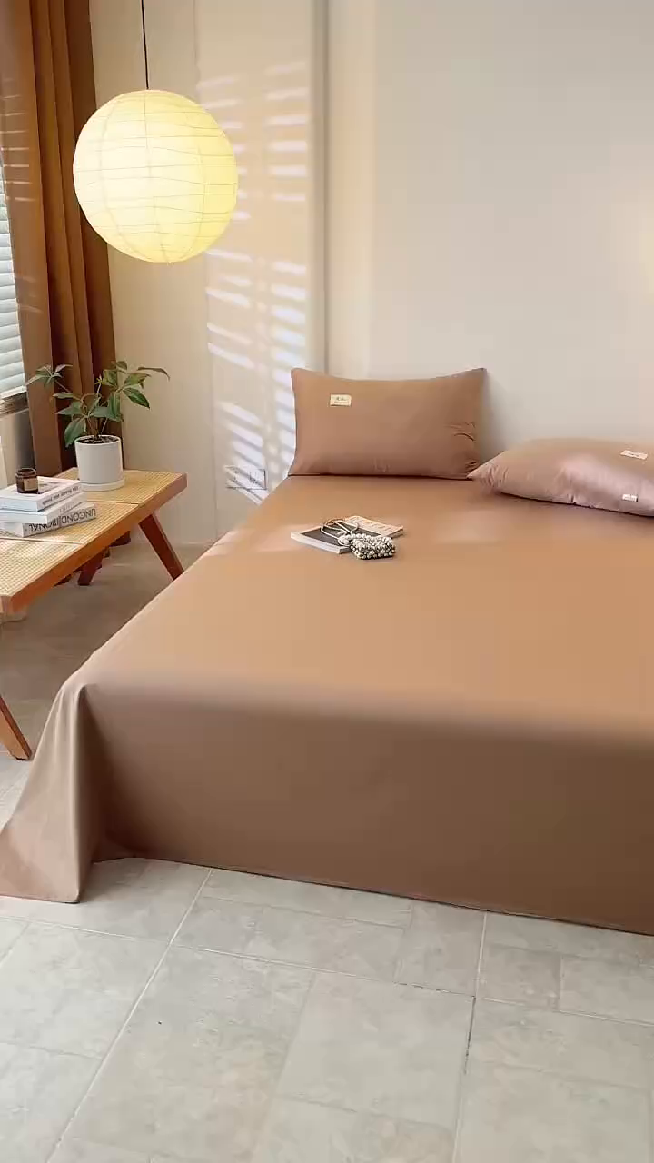 91家纺网 家纺一手货源 找家纺 眠博士 2025新款轻奢简约40s全棉纯棉纯色单床单 床单单件 40支床单-卡其