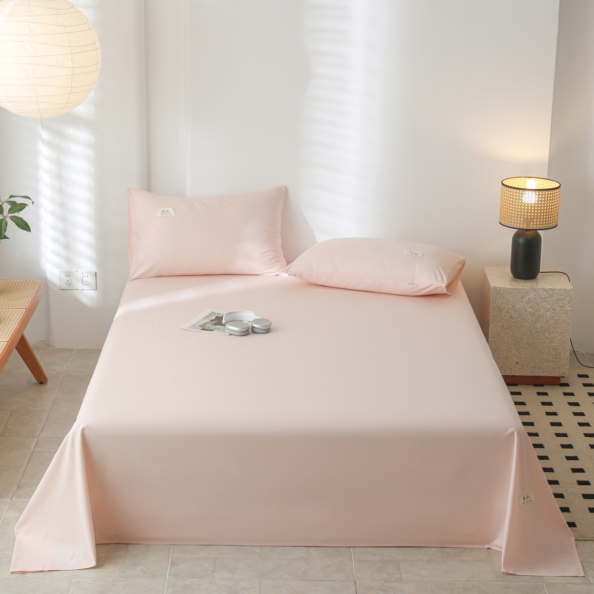 91家纺网 家纺一手货源 找家纺 眠博士 2025新款轻奢简约40s全棉纯棉纯色单床单 床单单件 40支床单-浅粉