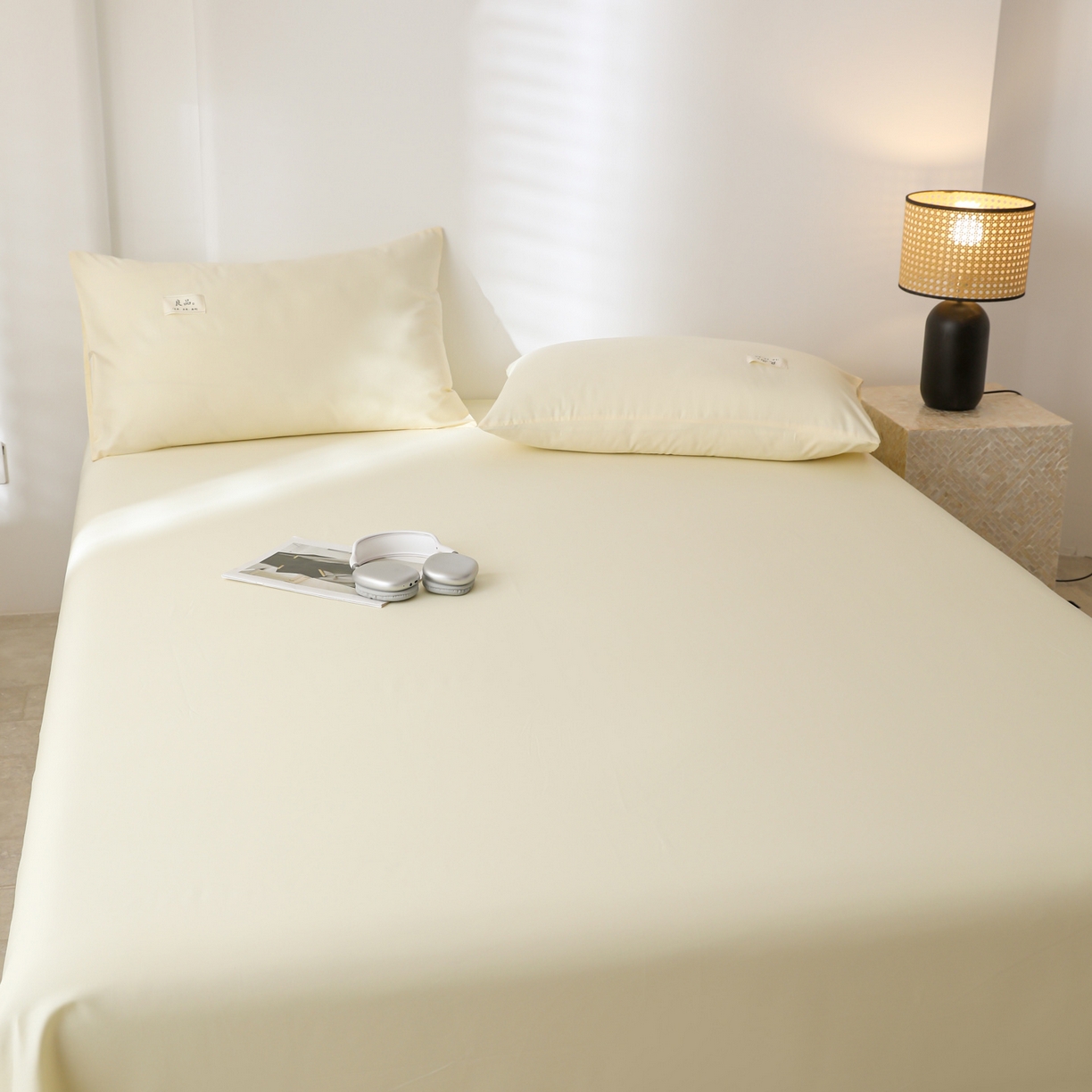 91家纺网 家纺一手货源 找家纺 眠博士 2025新款轻奢简约40s全棉纯棉纯色单床单 床单单件 40支床单-浅黄