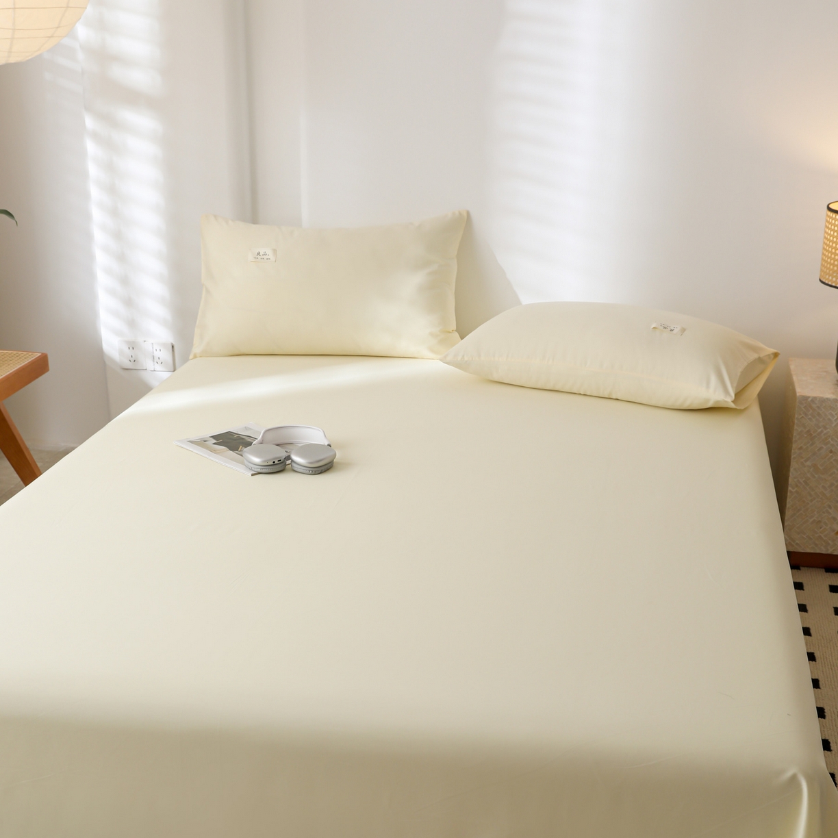 91家纺网 家纺一手货源 找家纺 眠博士 2025新款轻奢简约40s全棉纯棉纯色单床单 床单单件 40支床单-浅黄