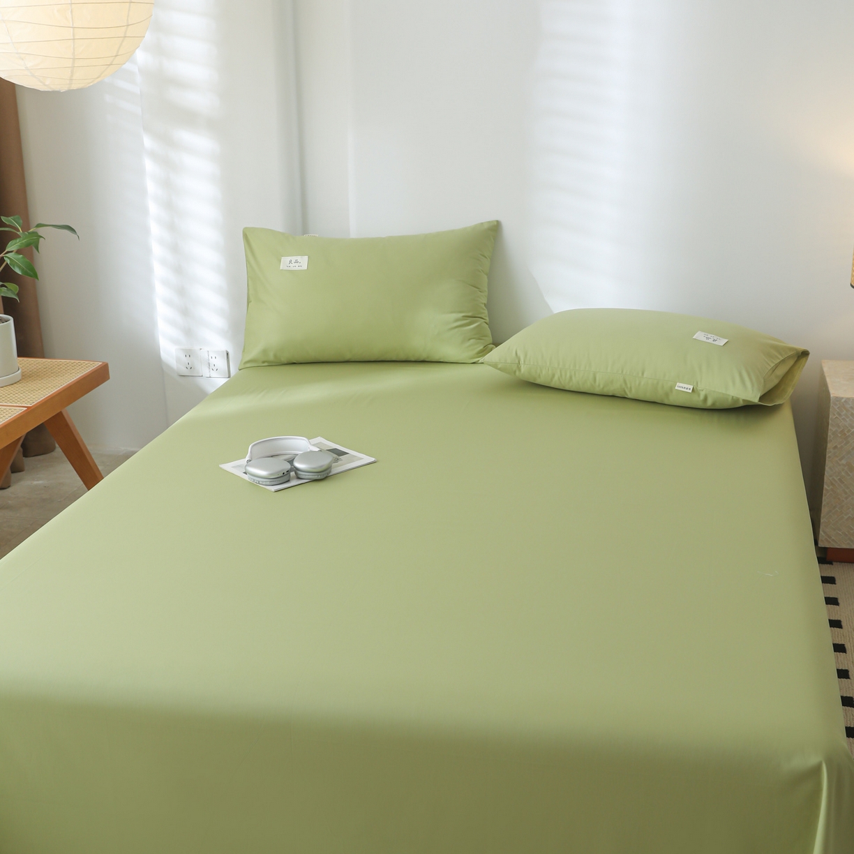 91家纺网 家纺一手货源 找家纺 眠博士 2025新款轻奢简约40s全棉纯棉纯色单床单 床单单件 40支床单-浅绿