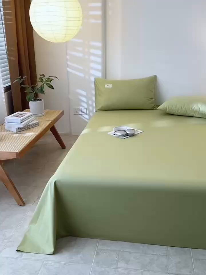 91家纺网 家纺一手货源 找家纺 眠博士 2025新款轻奢简约40s全棉纯棉纯色单床单 床单单件 40支床单-浅绿