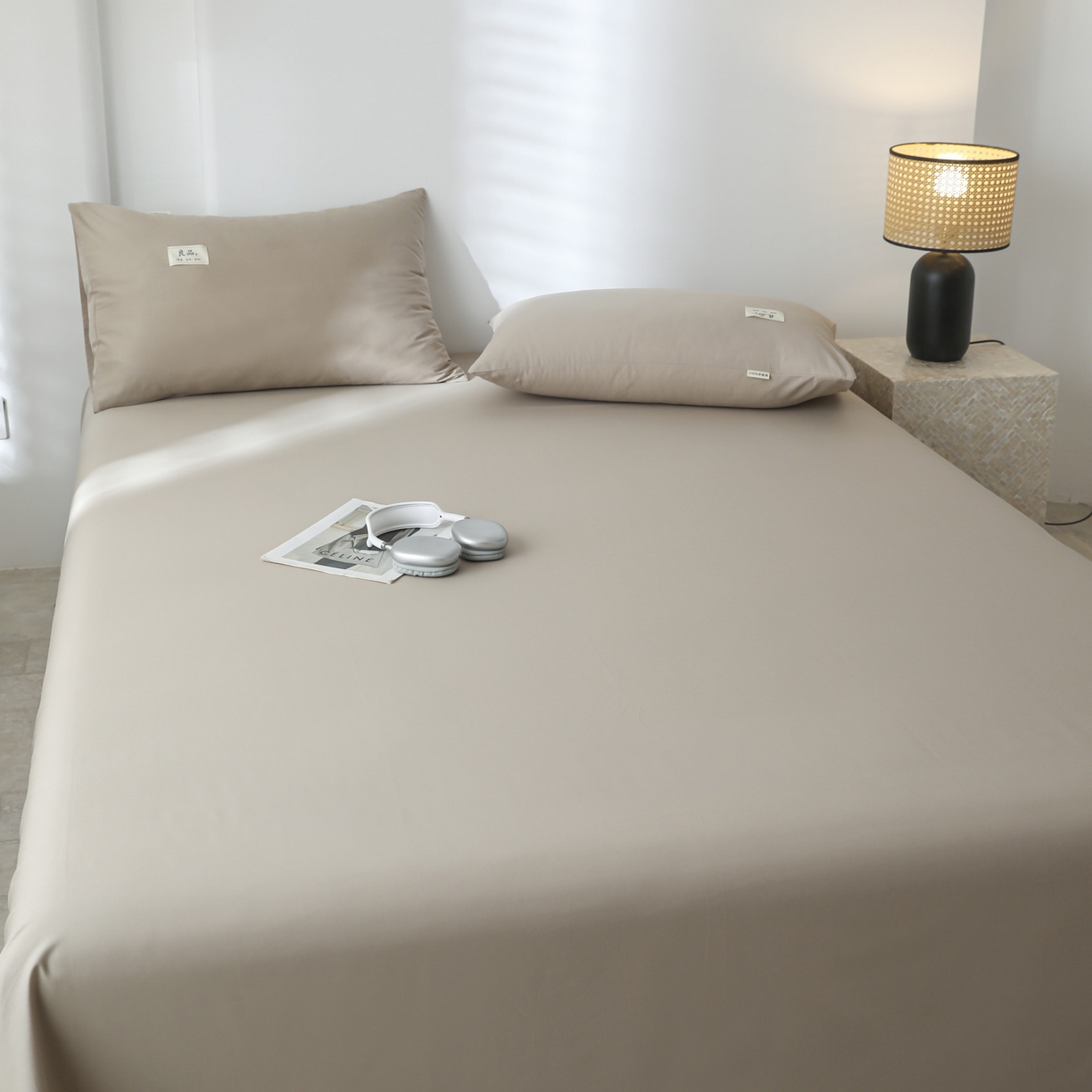 91家纺网 家纺一手货源 找家纺 眠博士 2025新款轻奢简约40s全棉纯棉纯色单床单 床单单件 40支床单-杏色