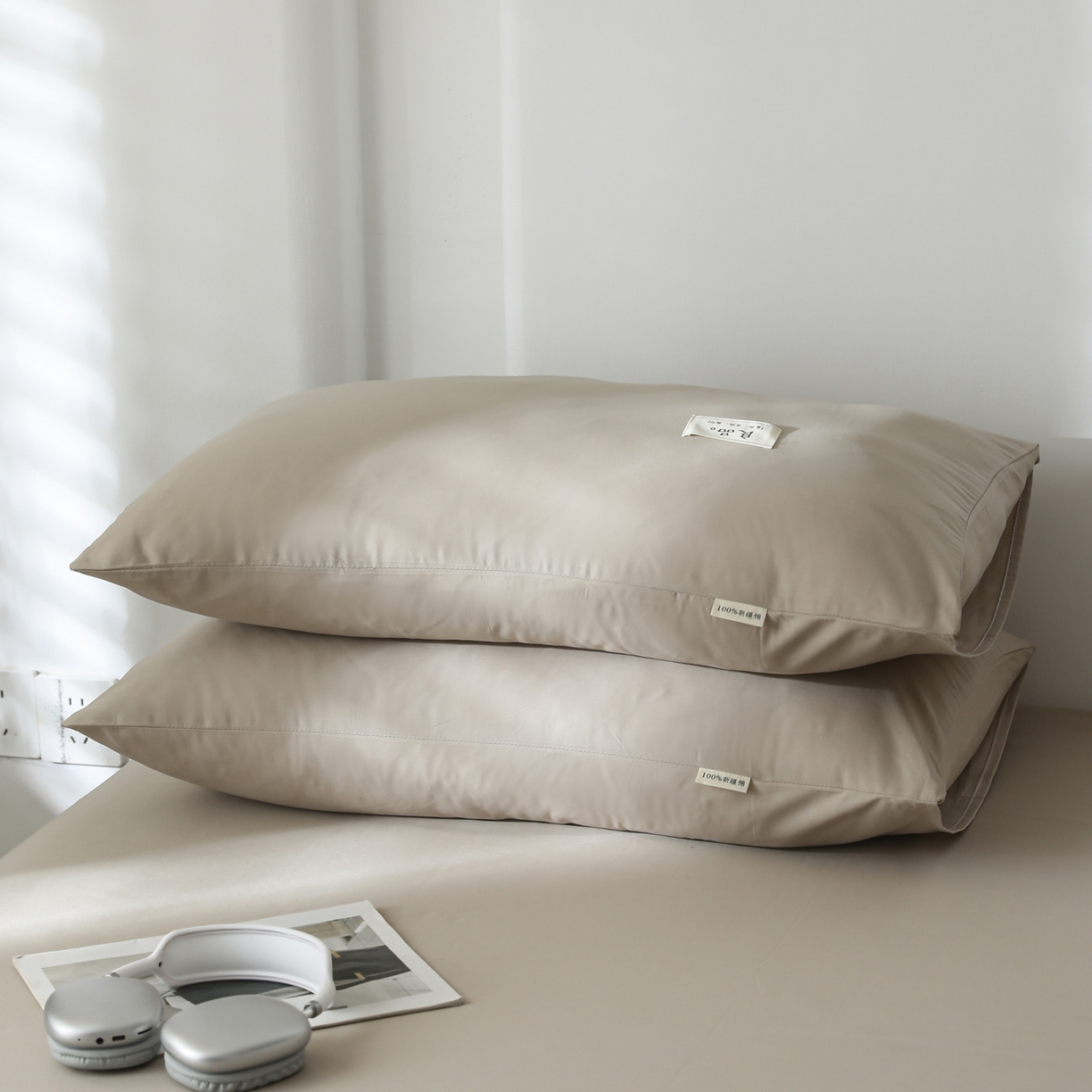 91家纺网 家纺一手货源 找家纺 眠博士 2025新款轻奢简约40s全棉纯棉纯色单床单 床单单件 40支床单-杏色