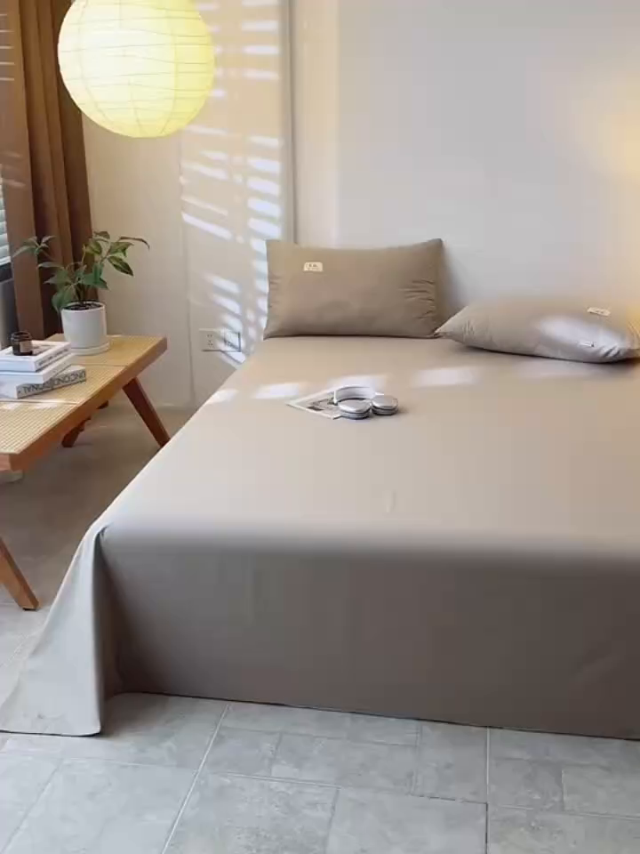 91家纺网 家纺一手货源 找家纺 眠博士 2025新款轻奢简约40s全棉纯棉纯色单床单 床单单件 40支床单-杏色