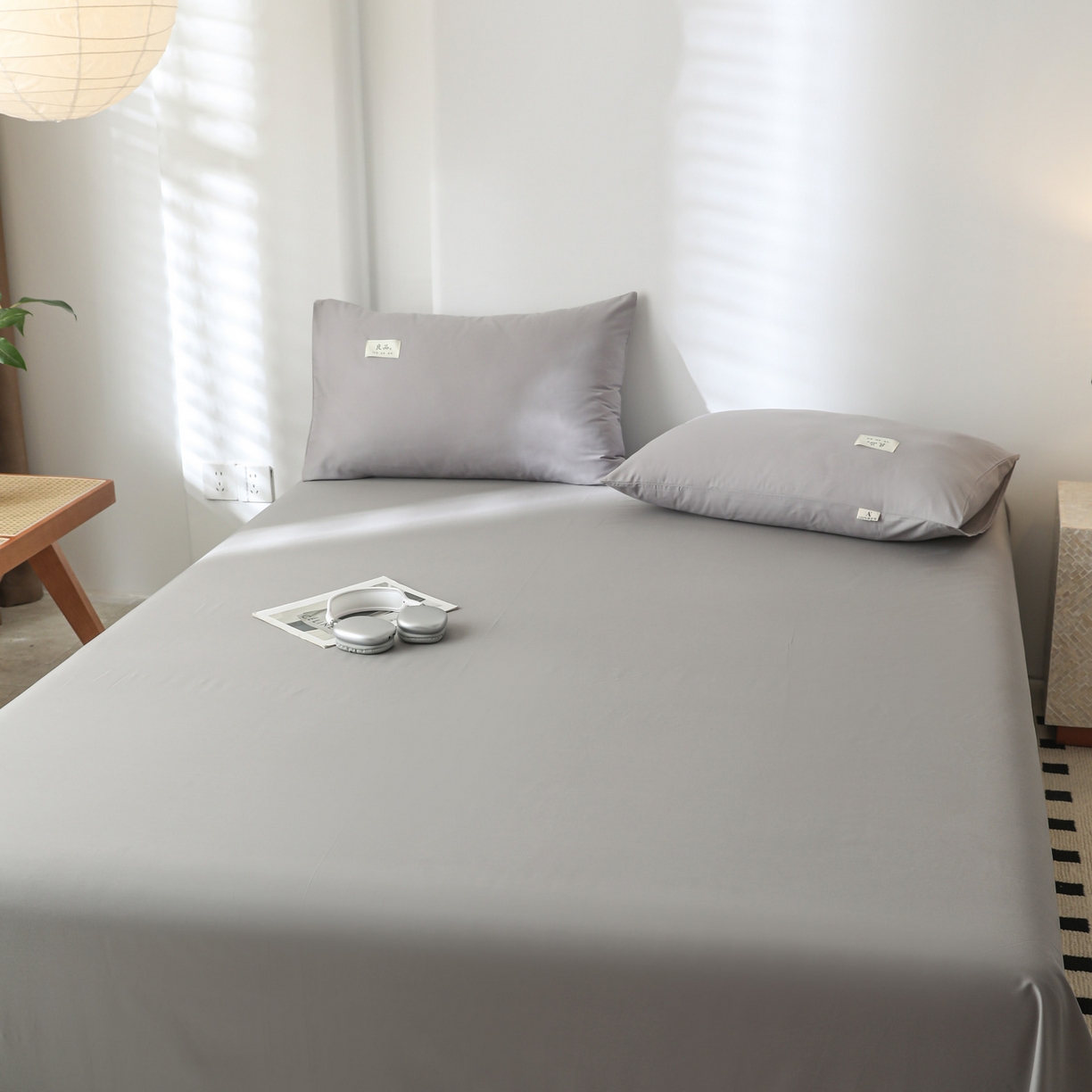 91家纺网 家纺一手货源 找家纺 眠博士 2025新款轻奢简约40s全棉纯棉纯色单床单 床单单件 40支床单-银灰色