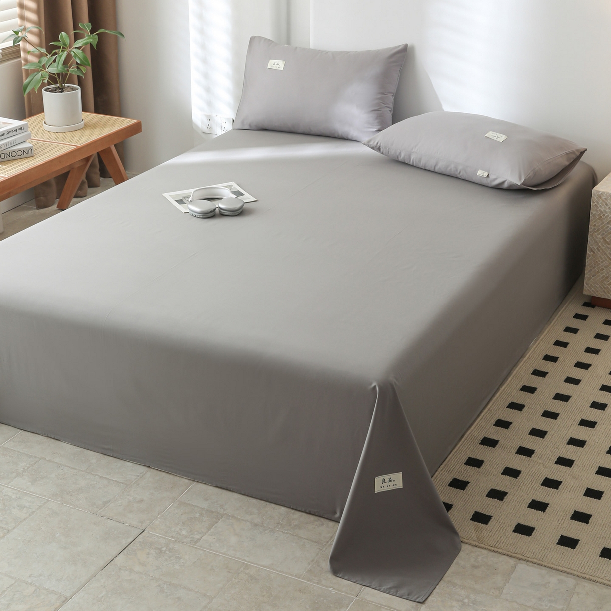 91家纺网 家纺一手货源 找家纺 眠博士 2025新款轻奢简约40s全棉纯棉纯色单床单 床单单件 40支床单-银灰色