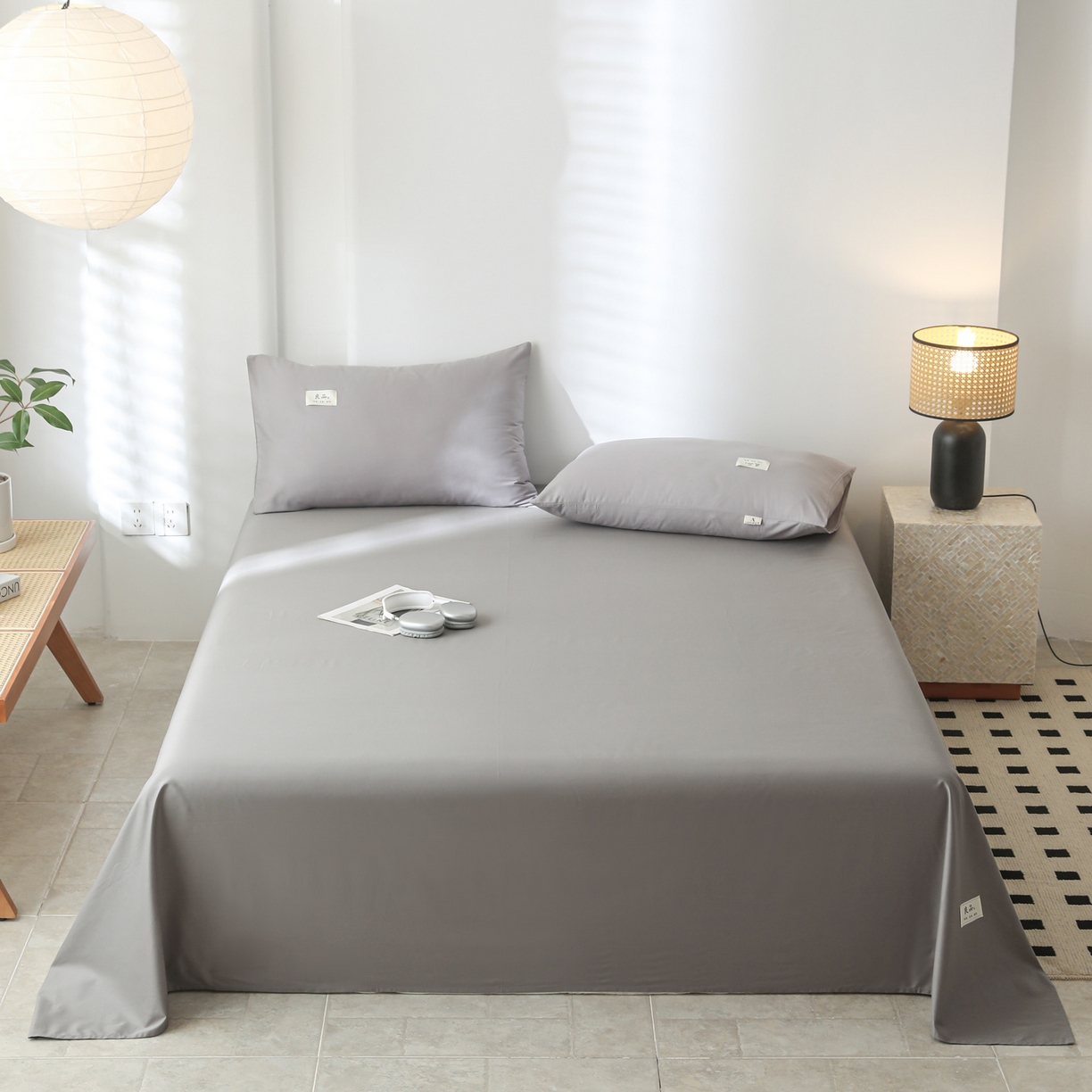 91家纺网 家纺一手货源 找家纺 眠博士 2025新款轻奢简约40s全棉纯棉纯色单床单 床单单件 40支床单-银灰色