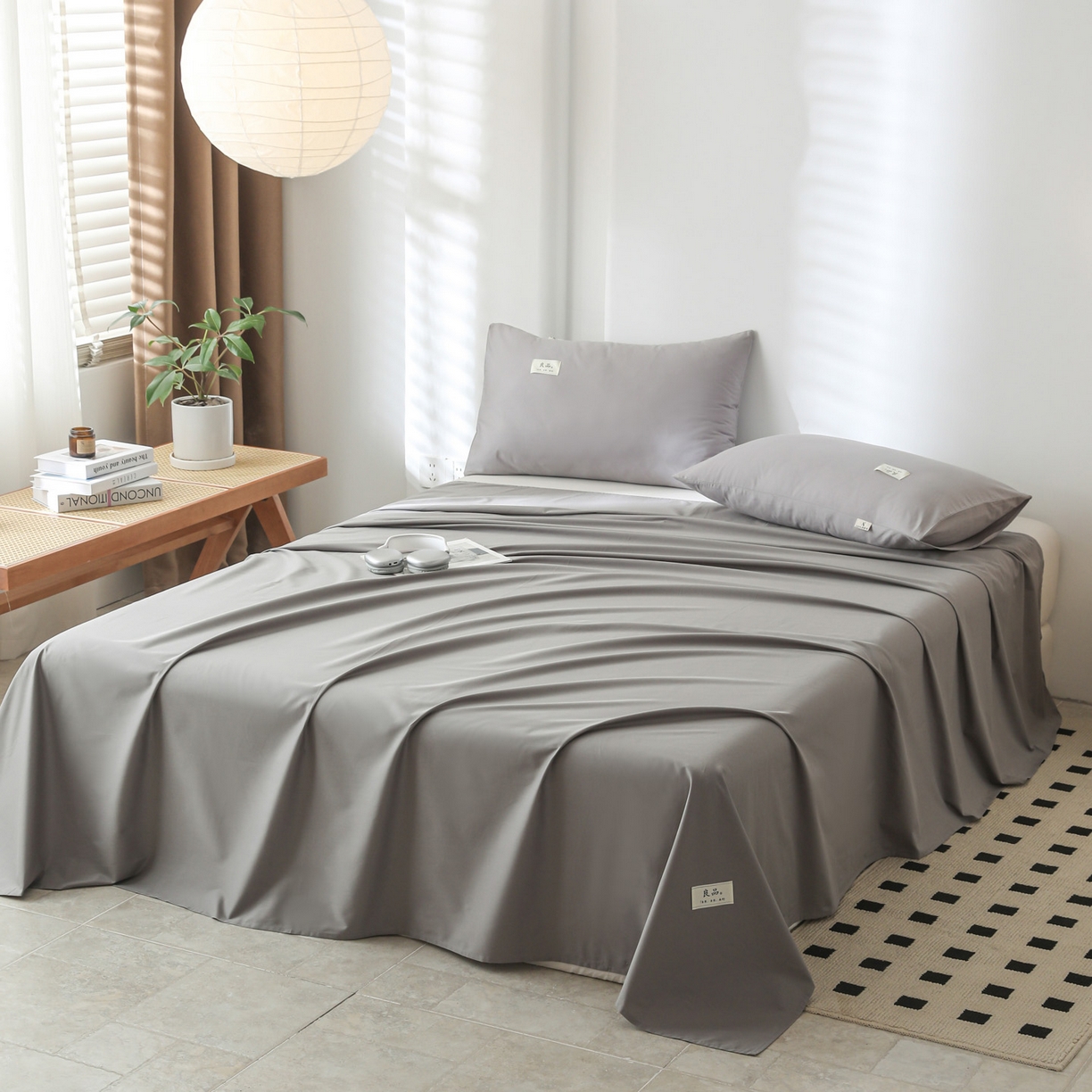 91家纺网 家纺一手货源 找家纺 眠博士 2025新款轻奢简约40s全棉纯棉纯色单床单 床单单件 40支床单-银灰色