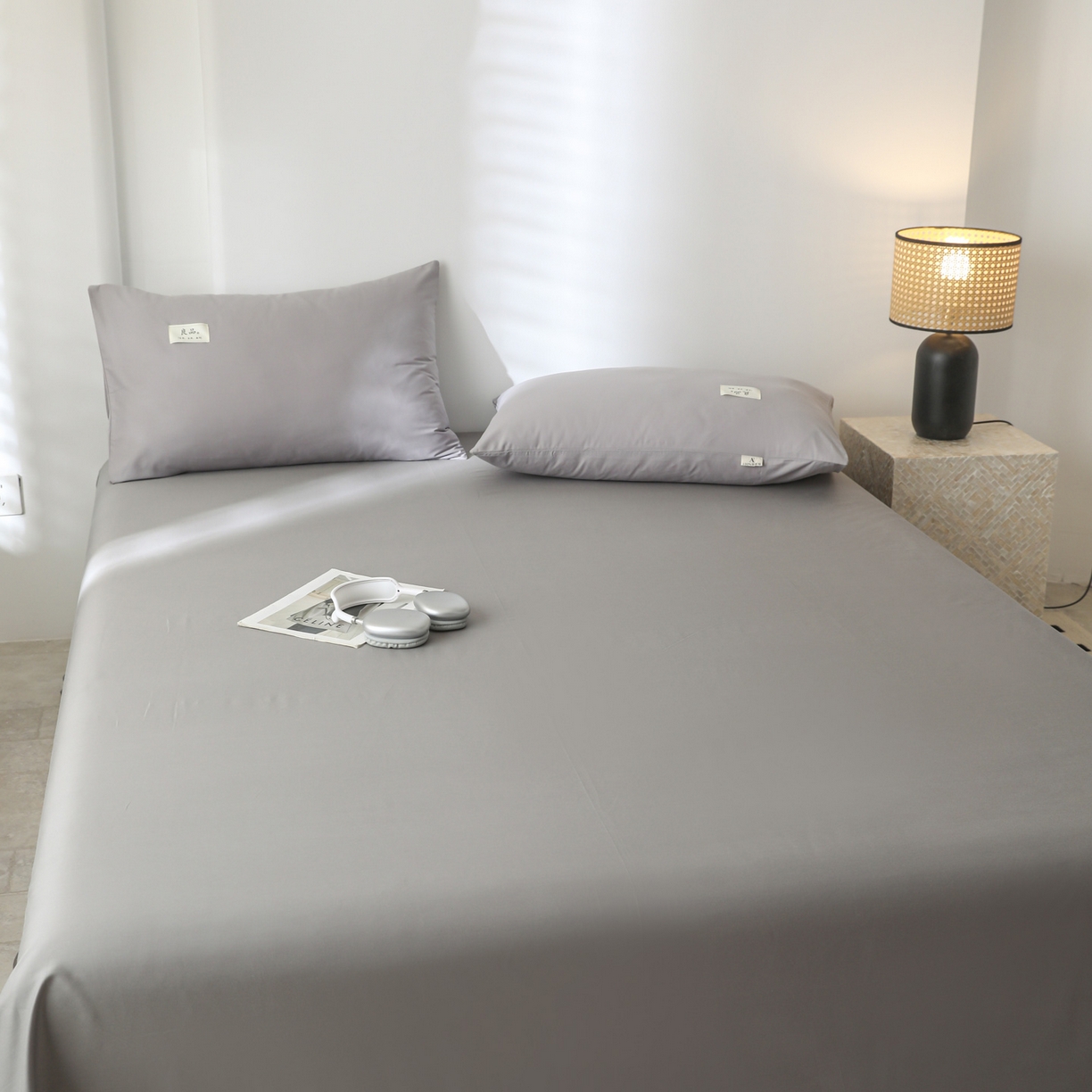 91家纺网 家纺一手货源 找家纺 眠博士 2025新款轻奢简约40s全棉纯棉纯色单床单 床单单件 40支床单-银灰色