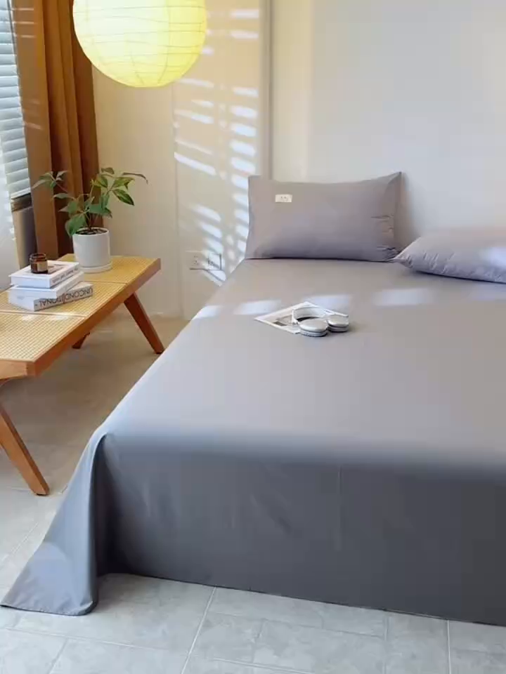 91家纺网 家纺一手货源 找家纺 眠博士 2025新款轻奢简约40s全棉纯棉纯色单床单 床单单件 40支床单-银灰色