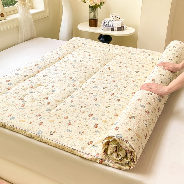 91家纺网 家纺一手货源 找家纺 （总）仟网汇 2025新款云感皱皱纱双层纱棉花立体床垫