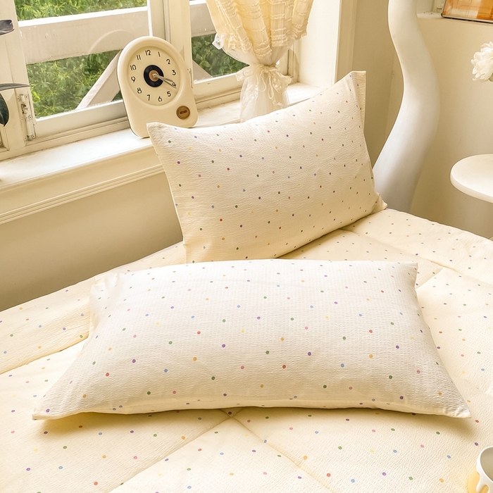 91家纺网 家纺一手货源 找家纺 仟网汇 2025新款云感皱皱纱双层纱棉花立体床垫 彩波点