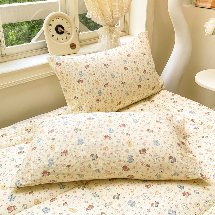 91家纺网 家纺一手货源 找家纺 仟网汇 2025新款云感皱皱纱双层纱棉花立体床垫 高西地