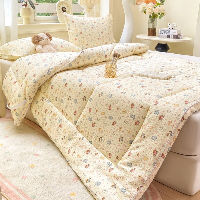 91家纺网 家纺一手货源 找家纺 仟网汇 2025新款云感皱皱纱双层纱棉花立体床垫 高西地